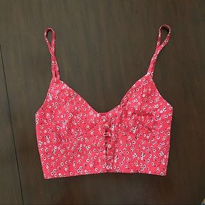Princess Polly Red Floral Crop Top